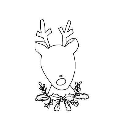 Reindeer with Holly Template - NorthPoleChristmas.com